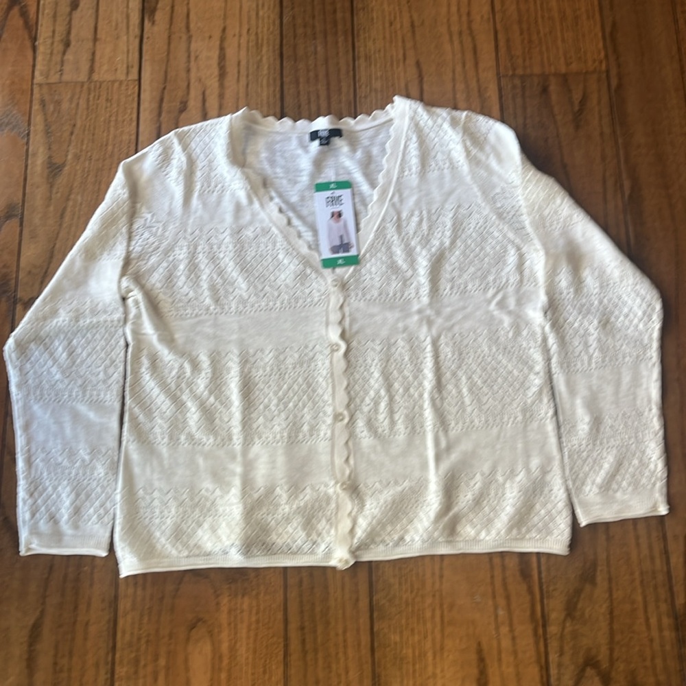 Frye Women's Pointelle Cardigan size XL - Picture 5 of 10
